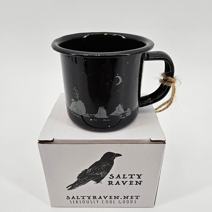 Moon Over Three Graces - Mini Enamel Campfire Espresso Mugs or Ornaments 3oz