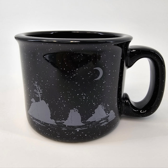 Moon Over Three Graces Black 15oz Ceramic Campfire Mug