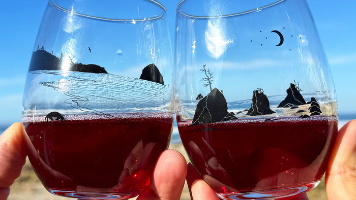 Moon Over Three Graces Stemless Wine Glass