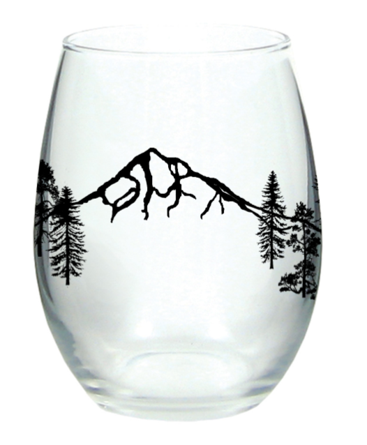 Mountain Forest Stemless Wine Glass