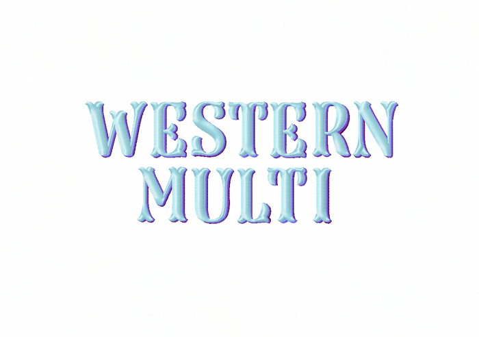 Multi Western Satin Stitch Shadow Embroidery Font