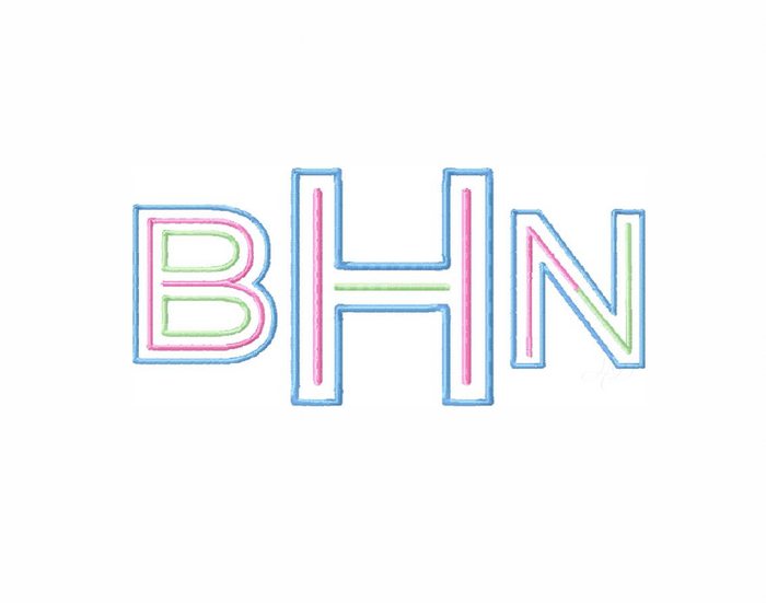 Neon Signage Satin Stitch 4x4 Font Package for embroidery