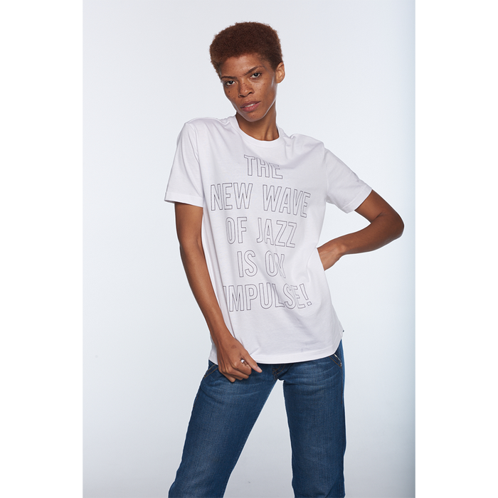 New Wave Front and Side Logo T-Shirt - White