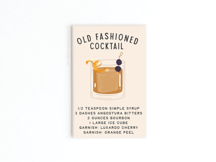 Old Fashioned Cocktail Recipe Refrigerator Magnet - Onderkast Studio