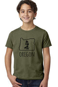 Oregon Pine T-Shirt  - Toddler & Youth Olive Triblend/Military Green