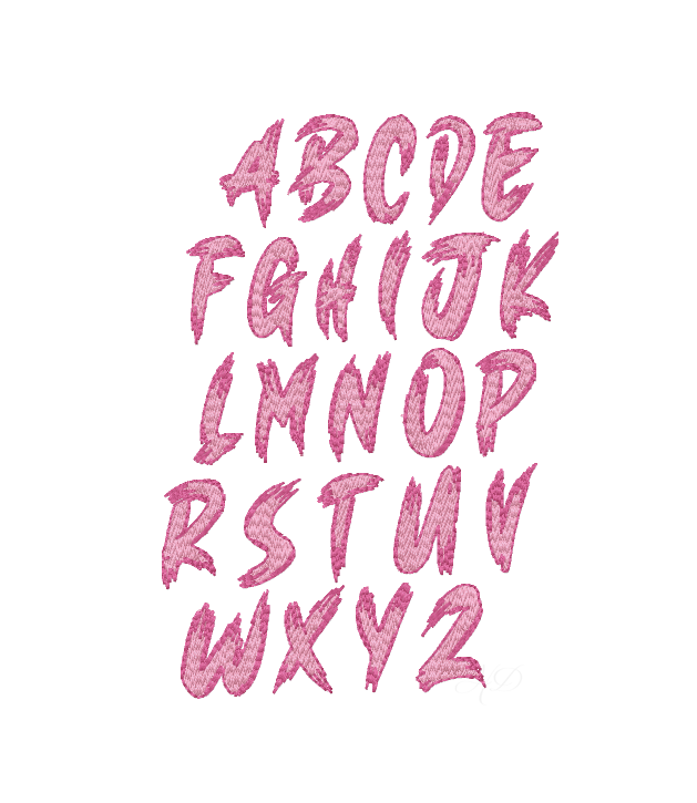Paint Brush Fill Shadow Embroidery Font for Crafting