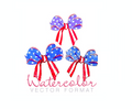 Patriotic Bow Stars Stripes Watercolor PNG SVG PDF Vector