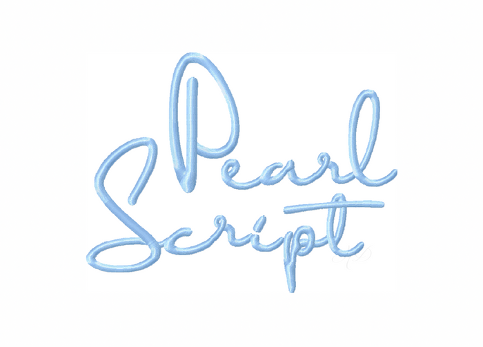 Pearl Satin Monogram Embroidery Font in various sizes and styles.