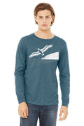 Pelicanza Beach *Limited Edition* T-Shirt - Long Sleeve Unisex Heather Deep Teal & Navy