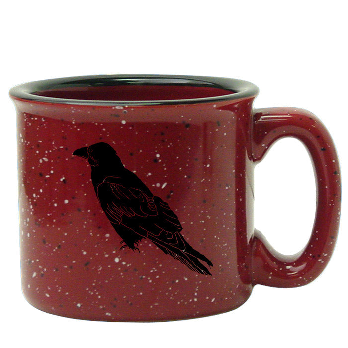 Perched Raven Maroon 15oz Ceramic Campfire Mug