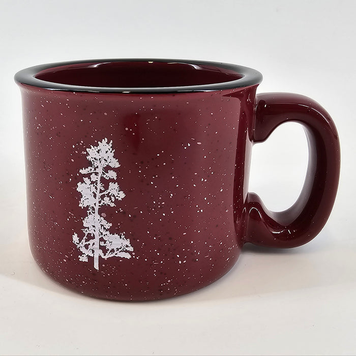 Pine Tree Flock Maroon 15oz Ceramic Campfire Mug