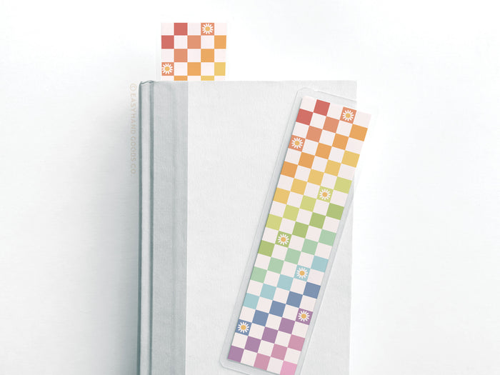 Rainbow Checkerboard Laminated Bookmark