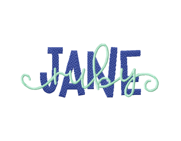 Ruby Jane Embroidery Font 4x4 for unique monogram designs