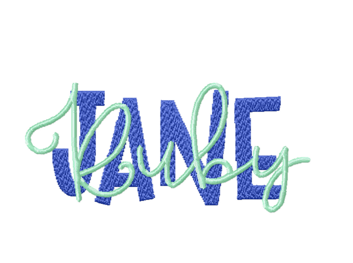 Ruby Jane Embroidery Font 4x4 | Unique Monogramming Design