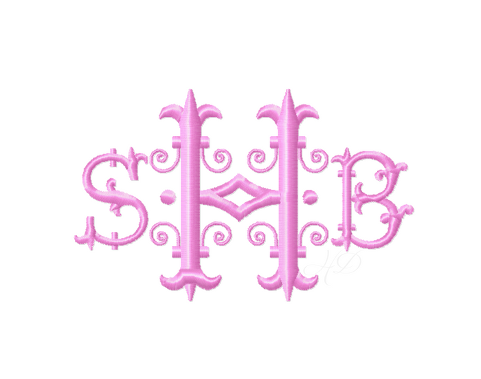 Ruby Solid Satin Stitch Monogram Font