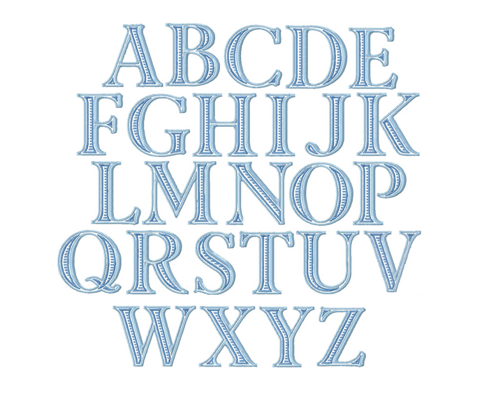 Ryan Ribbed Open Satin Embroidery Font - Crafting Essential