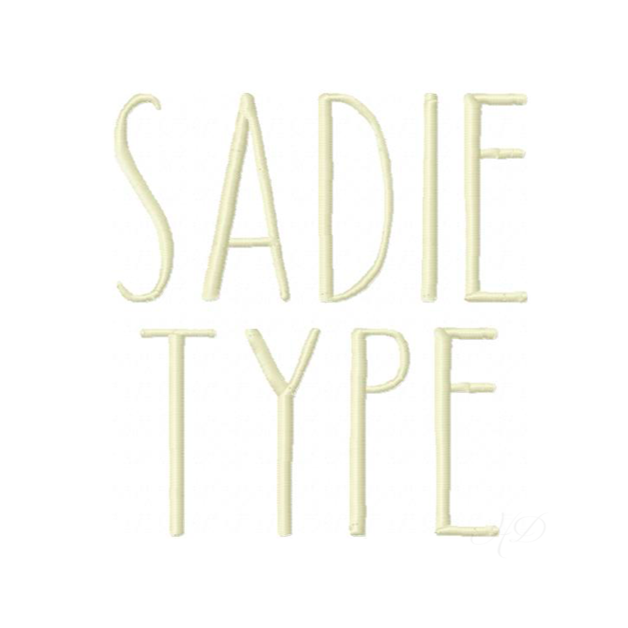 Sadie Satin Embroidery Font in multiple sizes for crafting