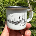 Salty Port - Mini Enamel Campfire Espresso Mugs or Ornaments 3oz
