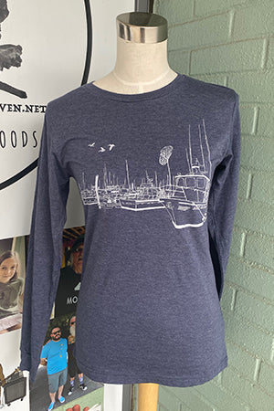 Salty Port *Limited Edition* T-Shirt - Long Sleeve Unisex Heather Navy