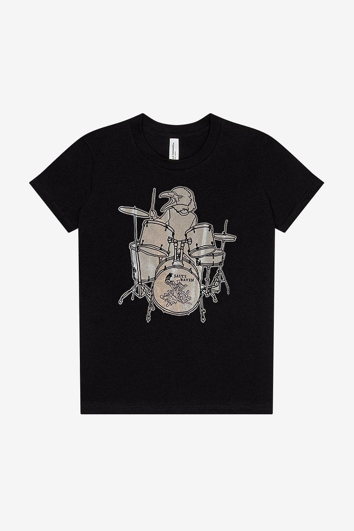 Salty Raven Drummer  T-Shirt - Toddler & Youth Black