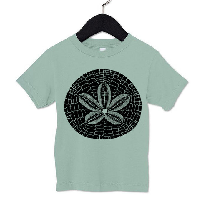 Sand Dollar - Toddler Dusty Blue & Youth T-Shirt Teal & Silver & Natural
