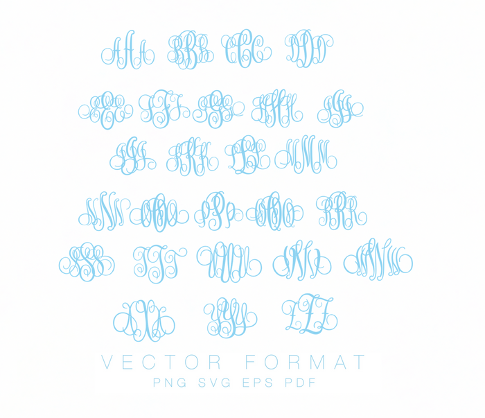 Sarah Script Monogram PDF PNG SVG EPS Vector Monogram Font