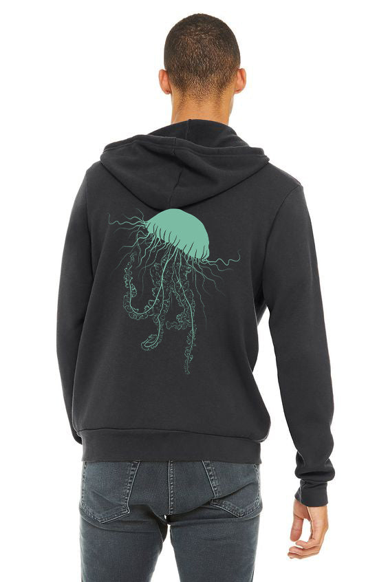Sashay Jellyfish  Ultra Soft Zip Up Hoodie - Unisex Dark Grey Heather