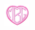 Satin Heart Monogram Embroidery Font in Large Size