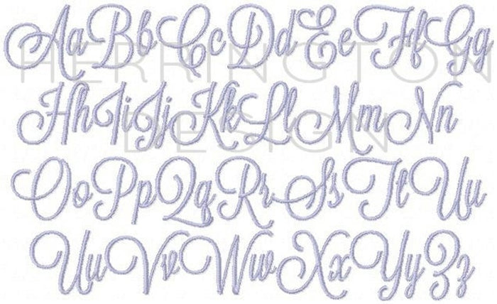 Satin Stitch Emily Script Embroidery Font - 7 Sizes