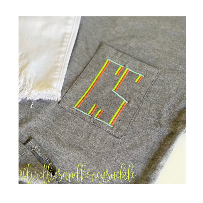 Sawyer Satin Stitch Font - 7 Sizes for Embroidery
