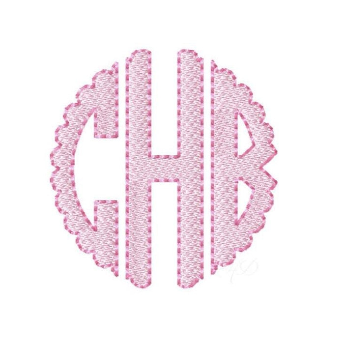 Scalloped Circle Monogram Fill Font for embroidery projects.