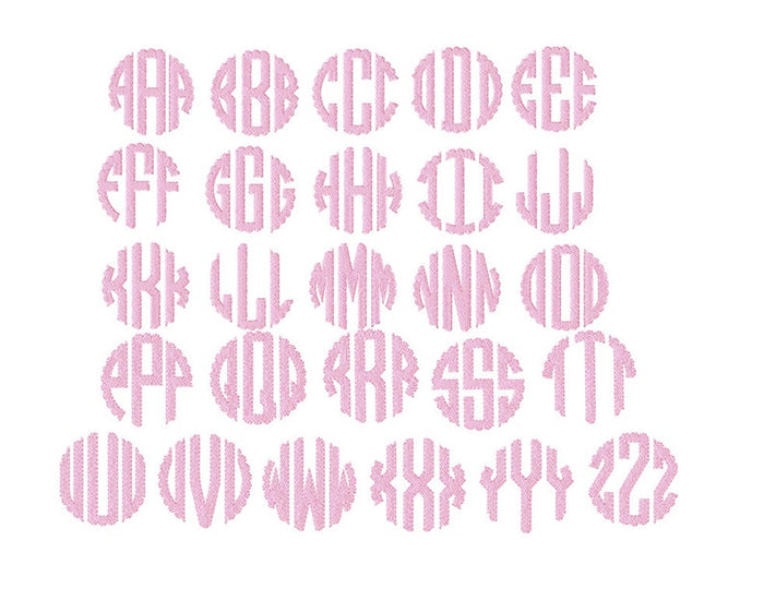 Scalloped Circle Monogram Fill Font