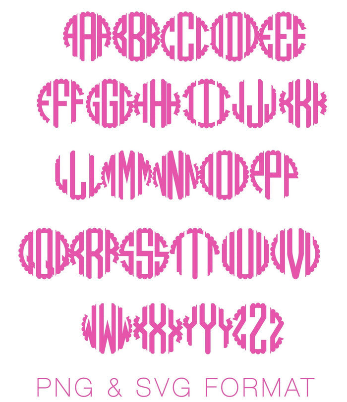 Scalloped Circle PNG SVG Monogram Font