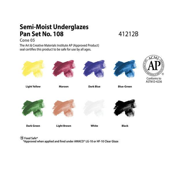 Semi-Moist Watercolor Underglaze Set 108