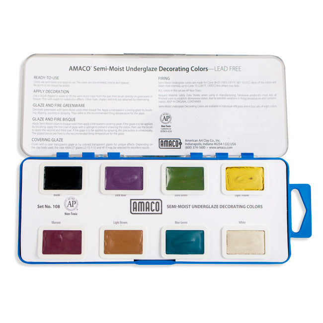 Semi-Moist Watercolor Underglaze Set 108