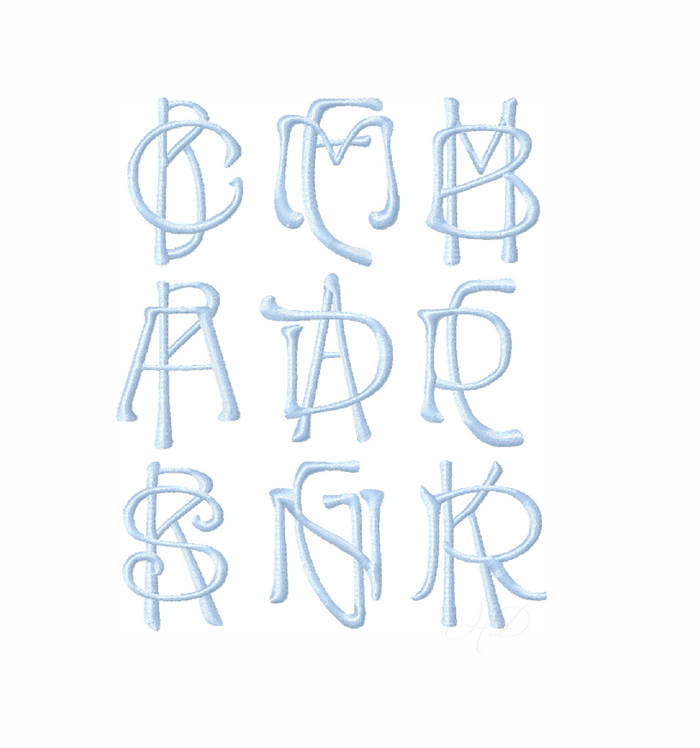 Small 4x4 Darcy Satin Embroidery Font - Monogramming