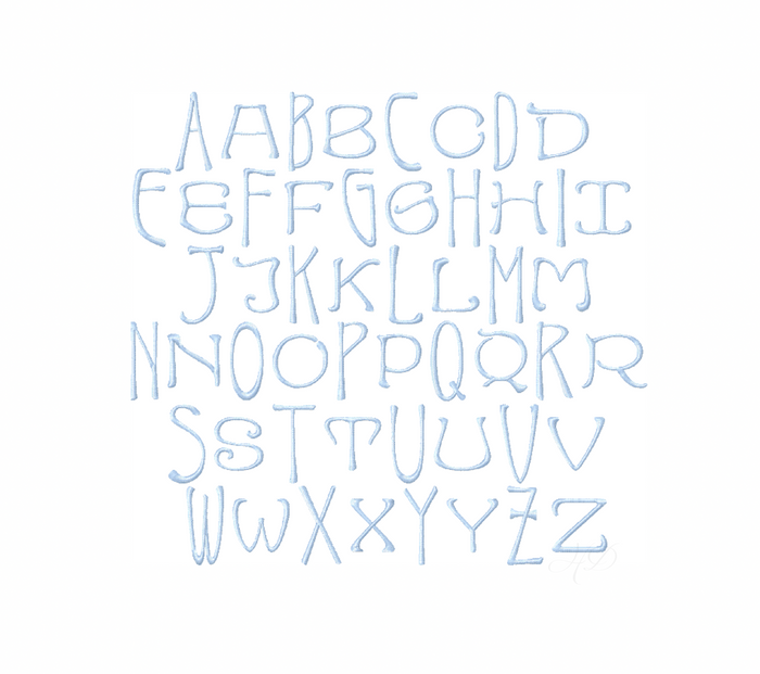 Small 4x4 Darcy Satin Embroidery Font - Monogramming