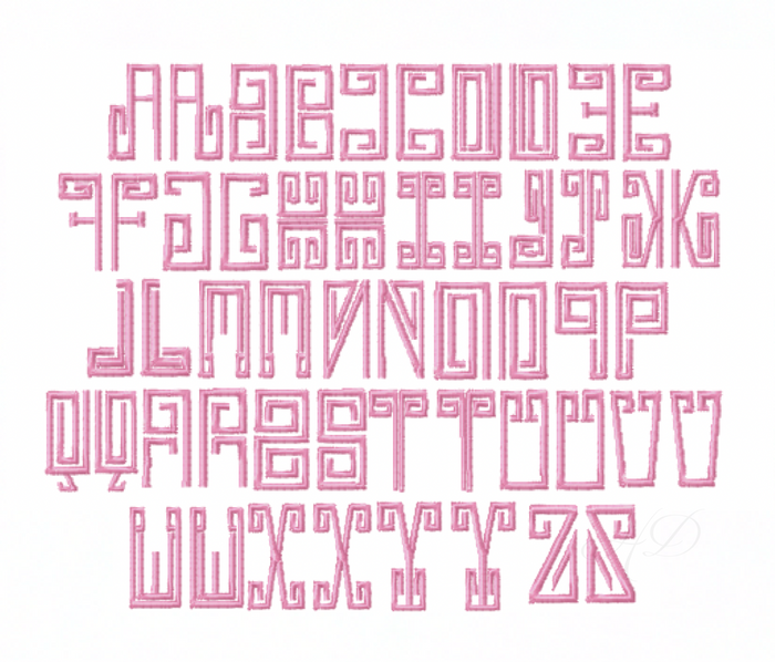 Square Greek Font Satin Embroidery Font