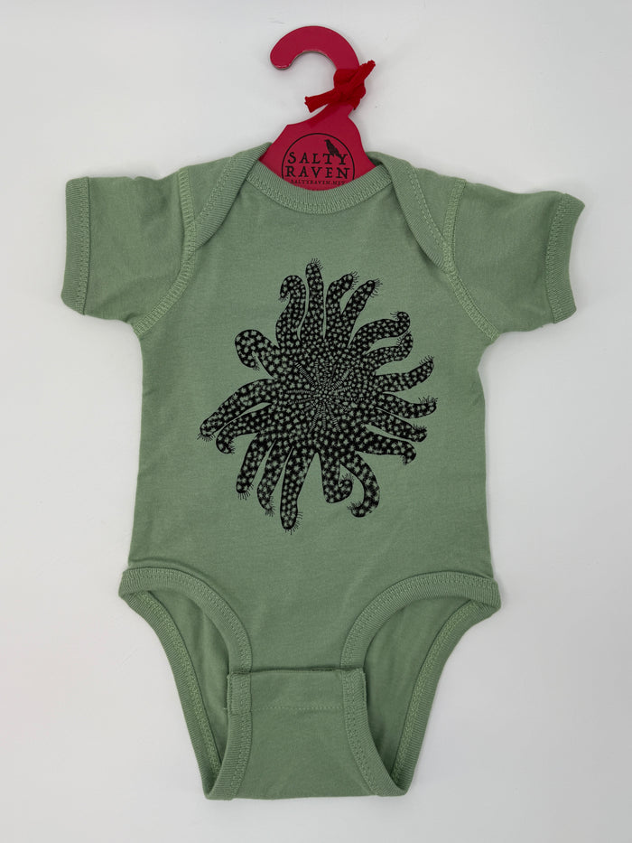 Sunflower Sea Star Tide Pool Treasures Infant Baby One piece Infant Bodysuit Sage