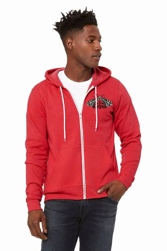 Tiger Moth *Limited Edition* Ultra Soft Zip up Hoodie - Unisex Heathered Red