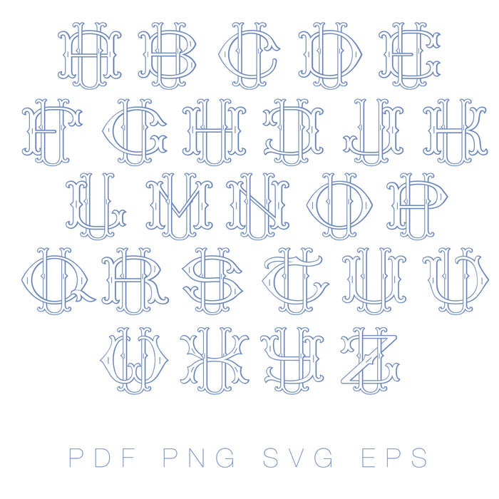 Vector Two Type U Fishtail Outline PDF PNG SVG EPS Font