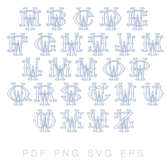 Vector Two Type W Fishtail Outline PDF PNG SVG EPS Font