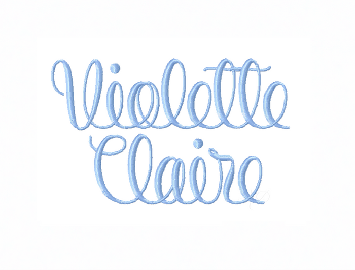 Violette Claire Script Embroidery Font for creative projects