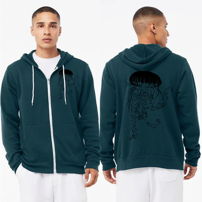 Vogue Jellyfish *Limited Edition* Deep Dark Aqua Ultra Soft Sponge Fleece Zipped Hoodie
