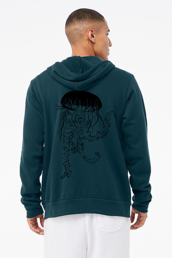 Vogue Jellyfish *Limited Edition* Deep Dark Aqua Ultra Soft Sponge Fleece Zipped Hoodie