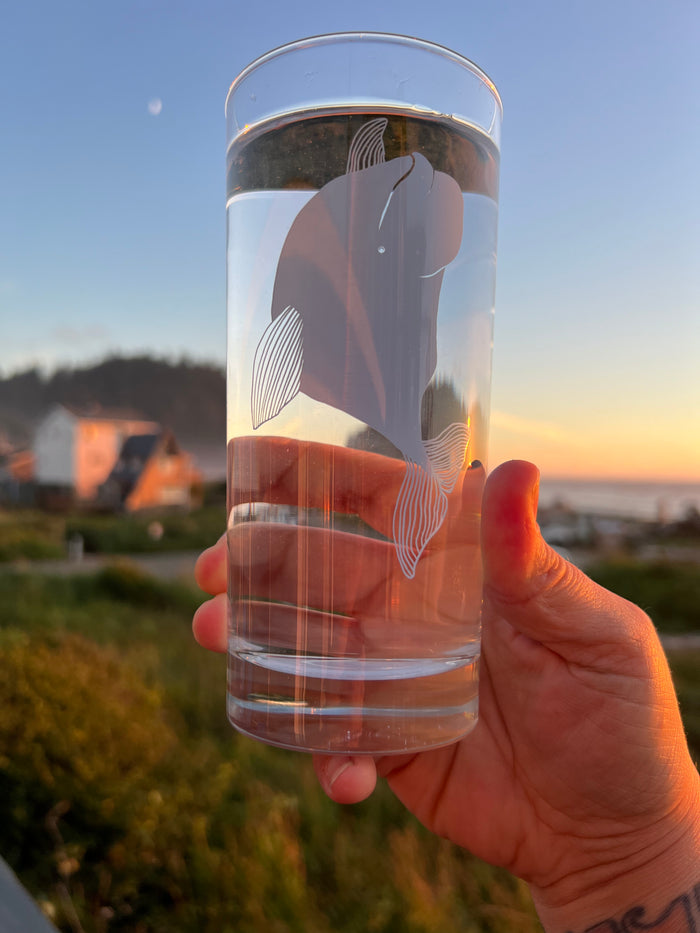 Whales Beluga Whale Color Blue Mist Tall Collins Glass