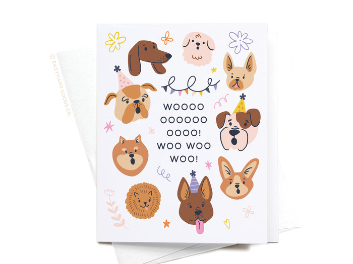 Woo Birthday Dogs Greeting Card