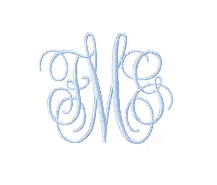 X-Large 6x10 Kathryn Satin Stitch Embroidery Font for monograms